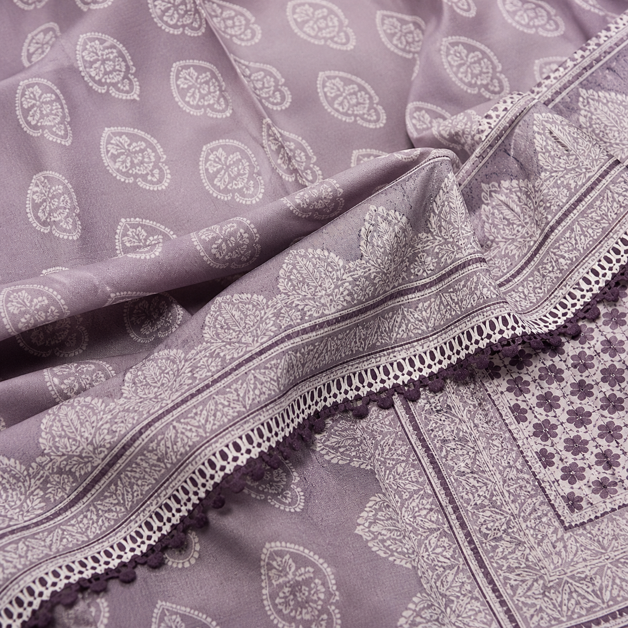 Regalia salina Printed Lawn Unstitched 3 Piece Suit – Mauve Purple