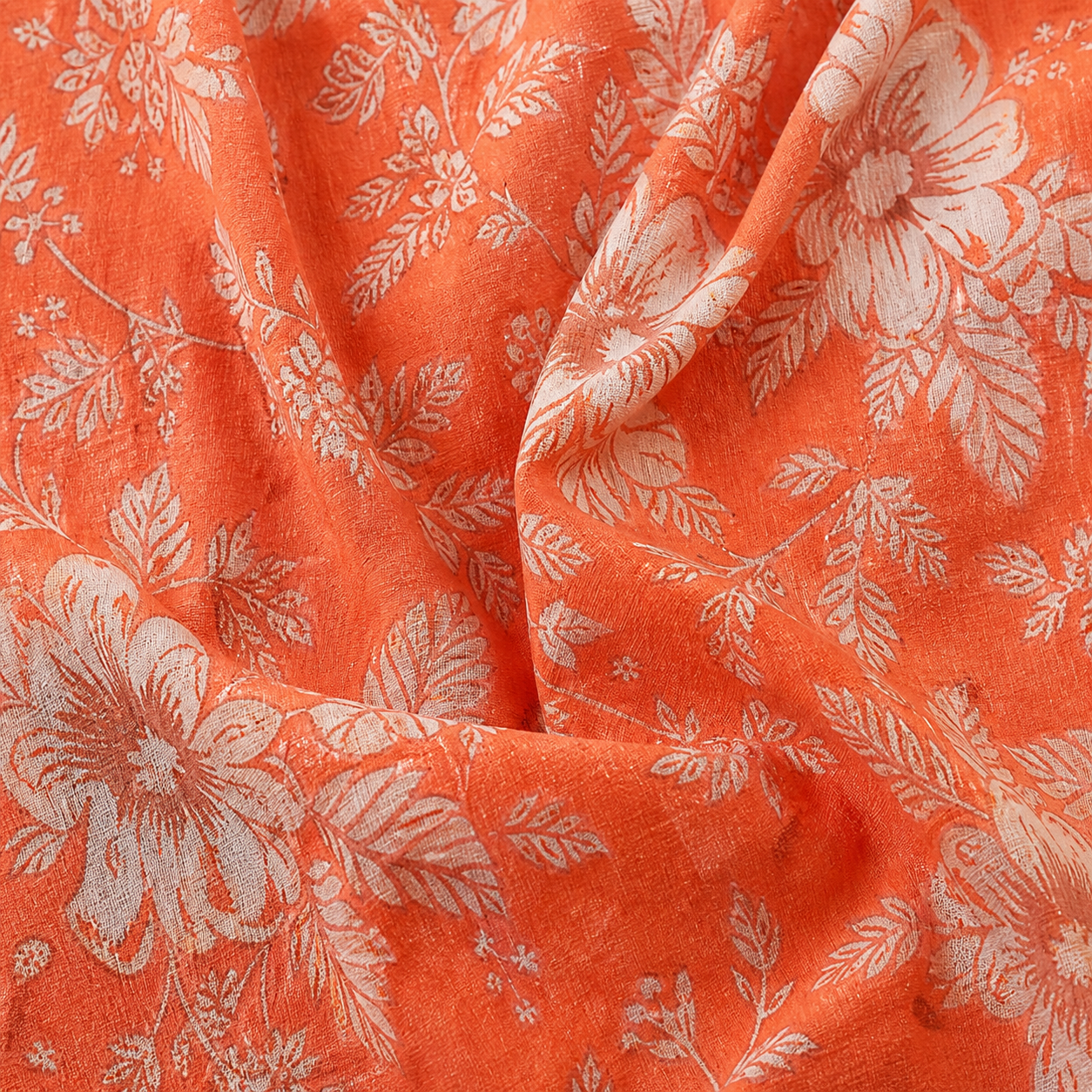 Rust Orange Floral Printed Unstitched 2 Piece Suit