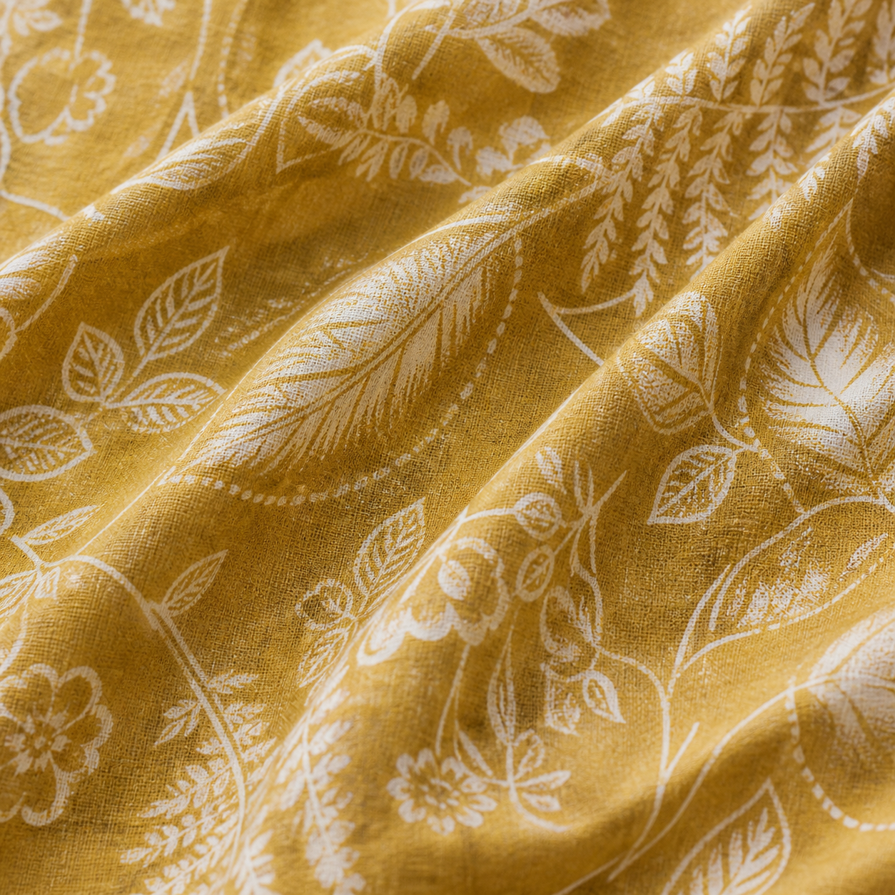 Mustard Botanical Printed Unstitched 2 Piece Suit