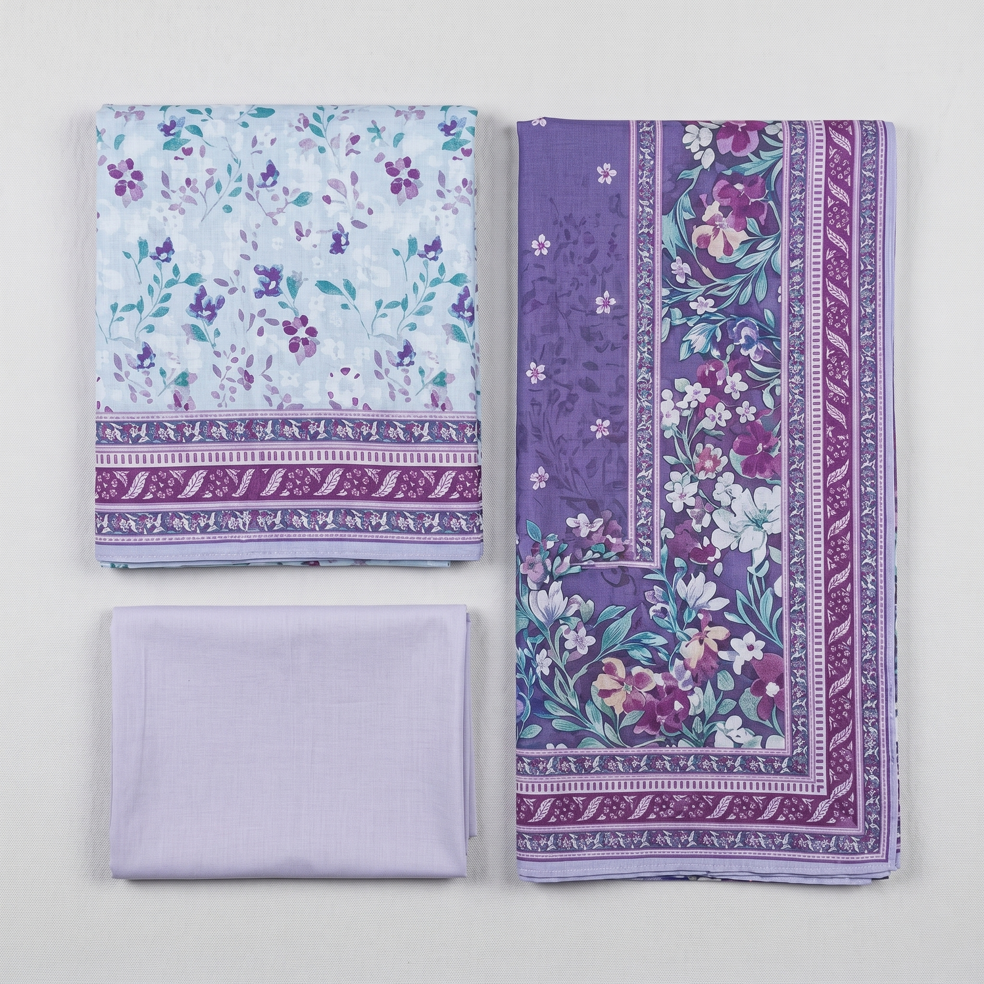 Salina Printed Lawn Unstitched 3 Piece Suit – Light Blue Purple