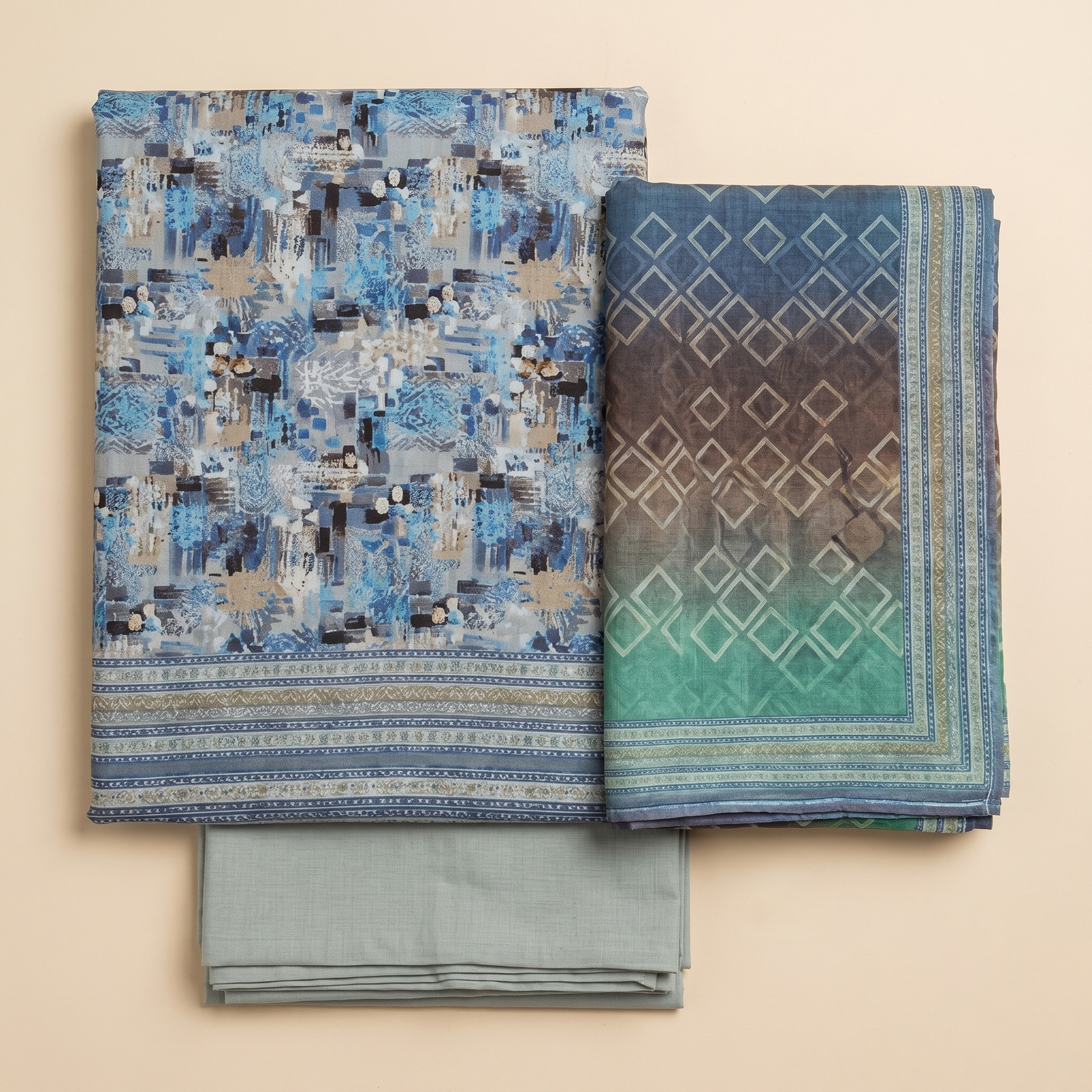 Almeerah Printed Lawn Unstitched 3 Piece Suit – Blue