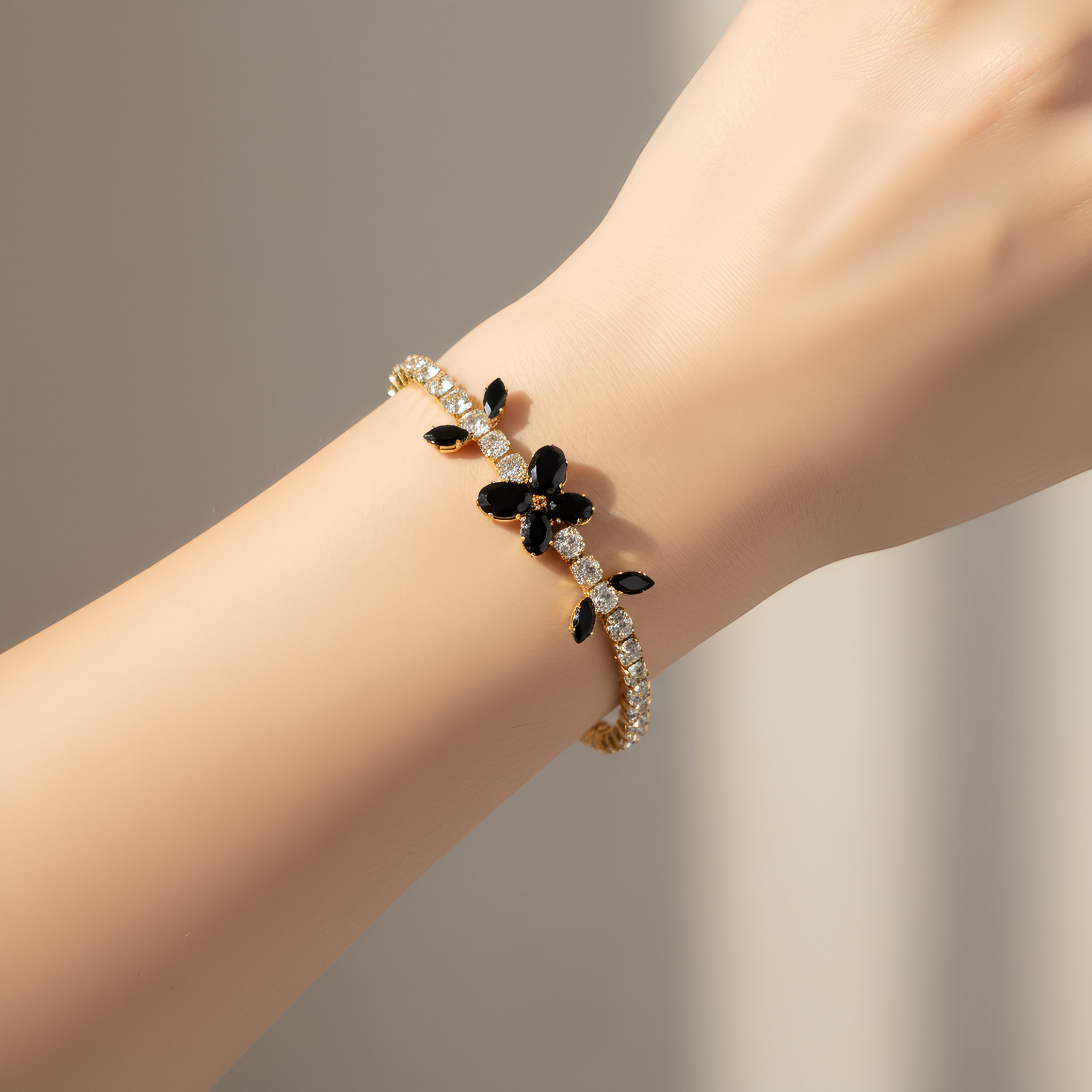 Elegant black stone artificial bracelet for women

