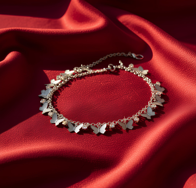Elegant Artificial Silver Butterfly Anklet for Women
