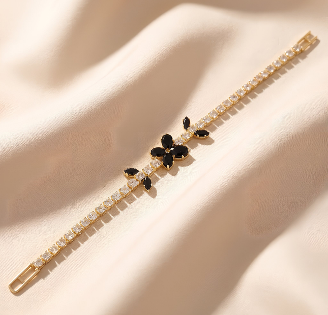 Elegant black stone artificial bracelet for women
