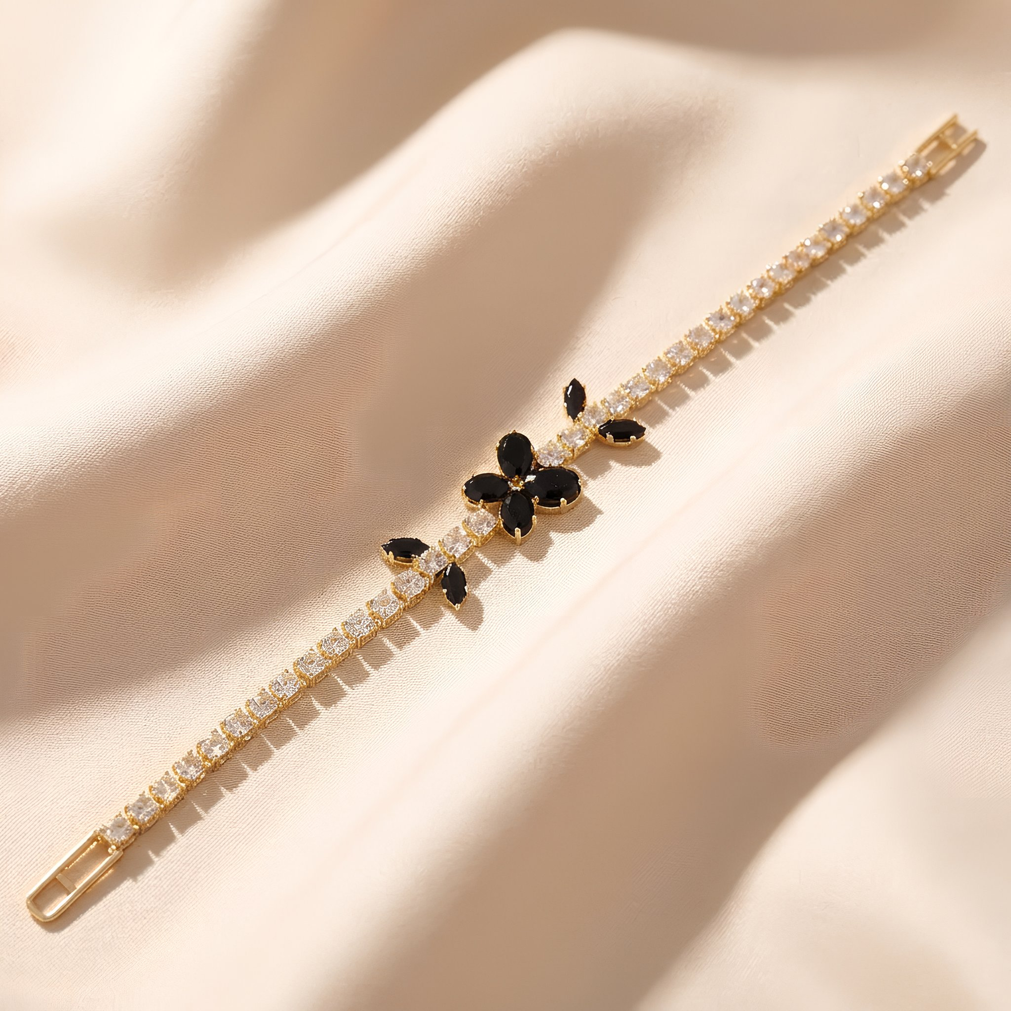 Elegant black stone artificial bracelet for women
