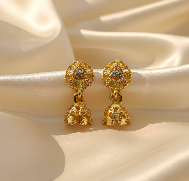 Elegant Artificial Jhumka Earrings with Crystal Stones – Traditional Party Wear