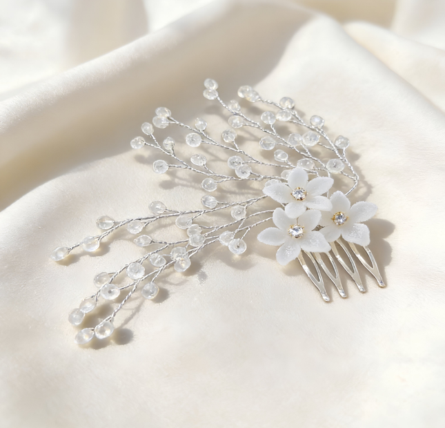 Elegant Floral Crystal Bridal Hair Comb