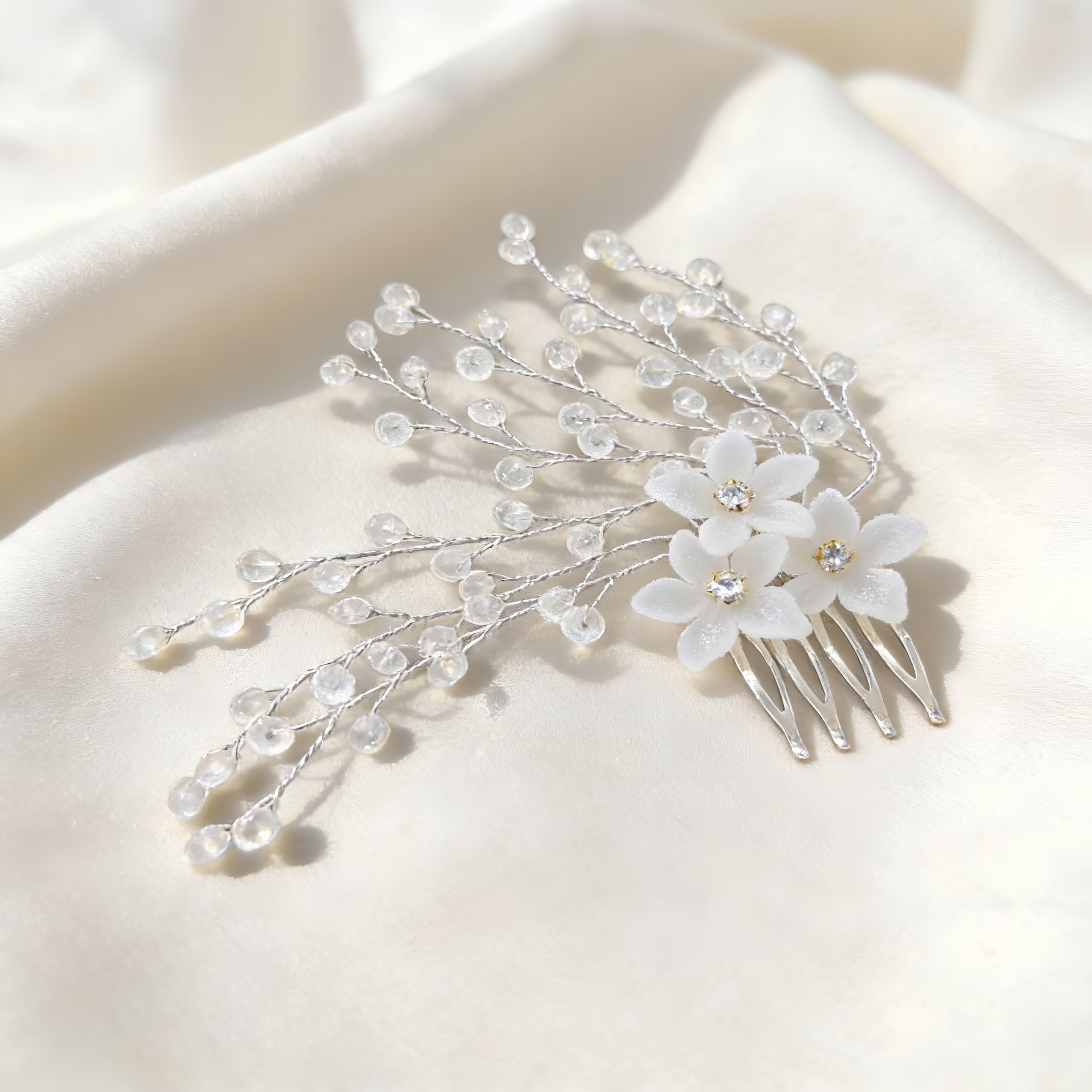 Elegant Floral Crystal Bridal Hair Comb
