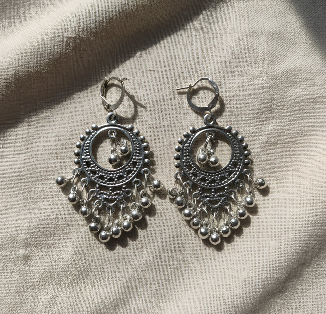 Royal Oxidized Tribal Hoop Earrings